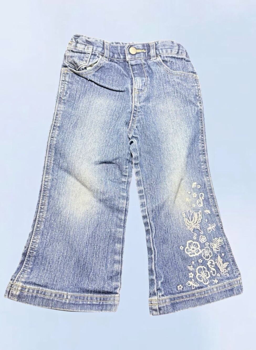 Vintage Y2K Faded Glory Toddler Flare Jeans Embroidered Butterfly 24 Months